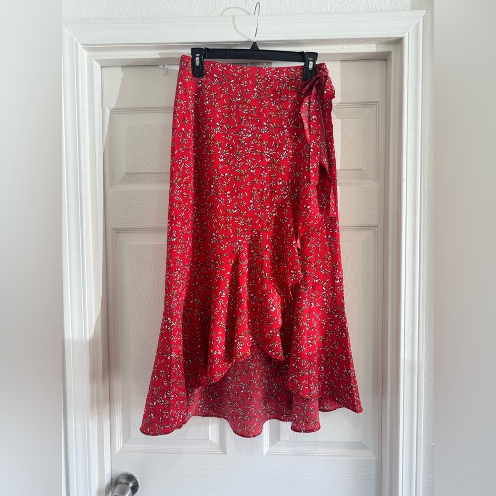 Max Studio Red Floral Skirt